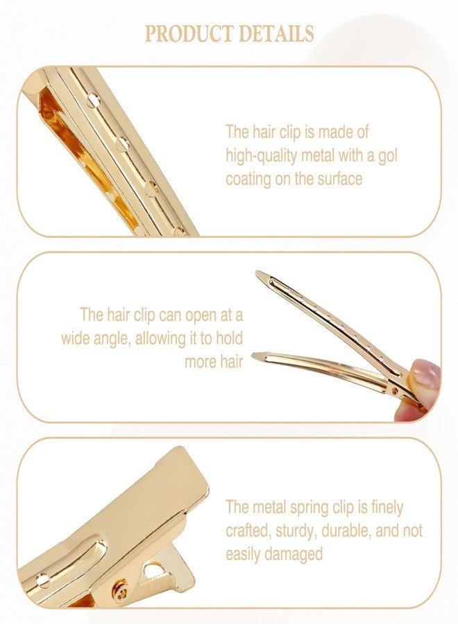 Dizila 40 Pieces 9cm/3.5" Gold Metal Hair Salon Alligator Hair Styling Clips with Holes Duckbill Hair Sectioning Clips Hair Barrettes Accessories for Women Girls Teens - Image 3